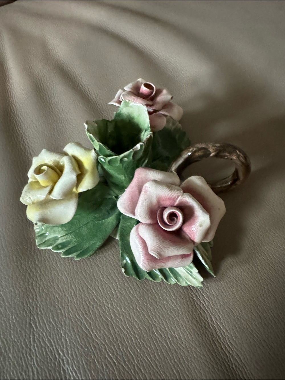 Capodimonte small rose candle holder